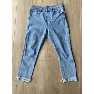 Levi's 501 Buttonfly jeans women Sz 29 Cropped Cuffed 25" Lightwash